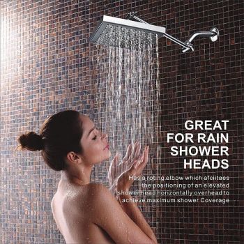 11 Inch Extra Long Adjustable Shower Head Extension Arm With Locking Set Screw,Solid Brass Chrome Finish Angle Height Adjustable