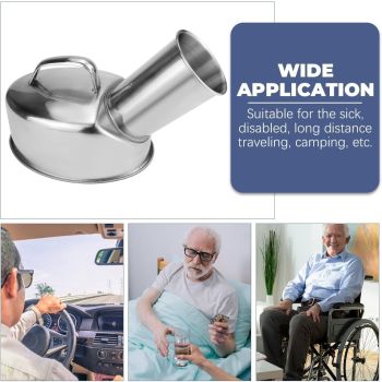 Stainless Steel Urinals for Men, Portable Handheld Urinal, Long-Lasting and Rustproof Large Capacity Urinal Pots for The Elderly