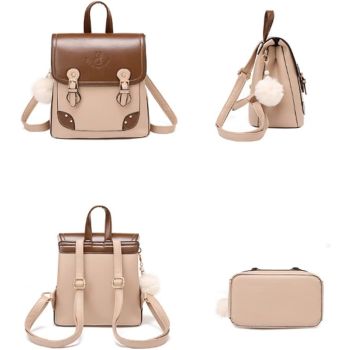 Backpack Purse For Women Cute Fashion Leather Backpack Japanese Style Handbag Ladies Casual Shoulder Bags (Brown)