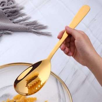 12 Inches Stainless Steel Salad Server Sets with Salad Spoon and Fork, Cooking Utensils for Kitchen,Simple and Classic Dishwasher