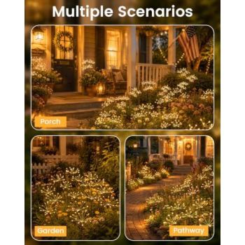 Solar Firework Garden Lights: Perfect for Patio, Lawn, Yard Paths and Outdoor Decor (Warm White)
