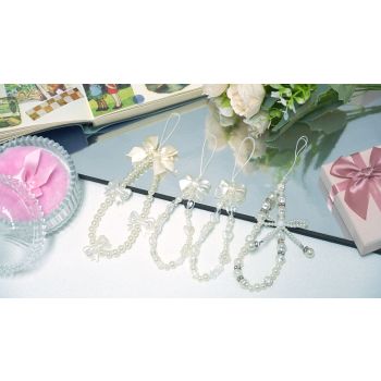 4 Pcs Beaded Phone Charms for Phones, Cameras – Fashionable Cute Accessories for Daily Use, Gifting (white)