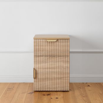 PORTO BEDSIDE TABLE - NATURAL OAK - FLUTED - PULL BRASS