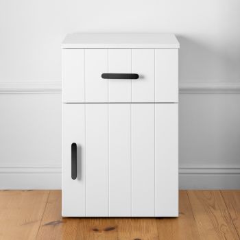 PORTO BEDSIDE TABLE - WHITE - VJ PANEL - OVAL BLACK