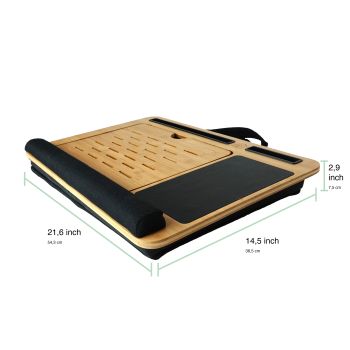 CARLA HOME Bamboo Laptop Lap Desk with Cushion, Angle Adjustable and Sleeve Case Bag for Office and Home