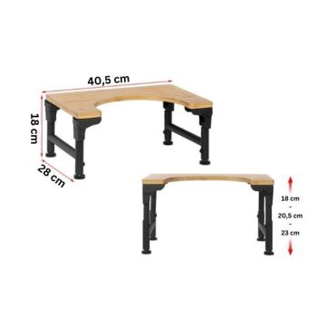 Bamboo Toilet Stool Foldable and Adjustable Height with Non-Slip Layer for Bathroom