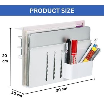 Under Desk Side Laptop Holder Storage with No Drill Cable Management Tray and Pen Storage for Office and Home