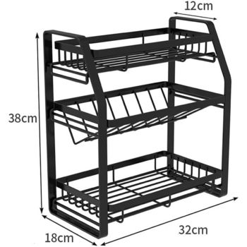 3-Tier Detachable Spice Rack Storage Organiser for Kitchen Countertop