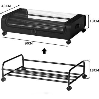 Set 2 Pcs XXL Under Bed Rolling Storage Containers with 50L Large Capacity and Wheels