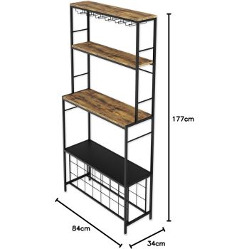 CARLA HOME Large Wine Rack for 20 Bottles with Wood Countertop and Sturdy Metal Frame