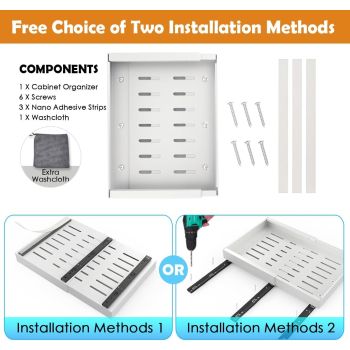 CARLA HOME Pack Pull Out Cabinet Organizer Expandable for Cabinets with Adjustable Slide Out Shelves and Easy Installation (White)