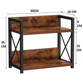 CARLA HOME 2-Tier Countertop Shelf Organizer Rustic Wood Kitchen Spice Rack for Storage, Condiments & Cabinet Organization