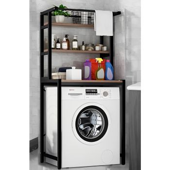 CARLA HOME 3-Tier Over Washing Machine Storage Rack Laundry Shelf Organizer for Bathroom or Toilet (Black)