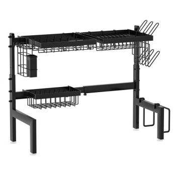 CARLA HOME Adjustable Over the Sink Dish Drying Rack with Utensil Holder, Hooks & Cutting Board Rack for Kitchen Counter Storage