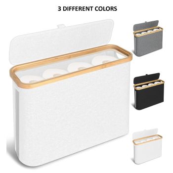 CARLA HOME 2 pack Toilet Paper Storage Basket Holds Up to 12 Rolls with Bamboo Lid and Handle for RV Closet (Black)
