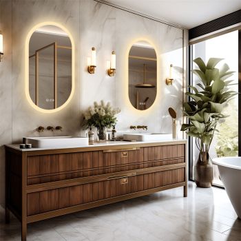 1000x500mm LED Bathroom Mirror Oval Anti-Fog Dimmable Wall Mount