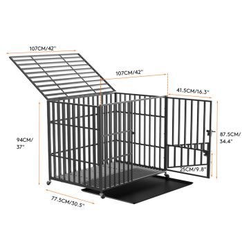 42 XL Heavy Duty Dog Cage Playpen Kennel w/ Wheels