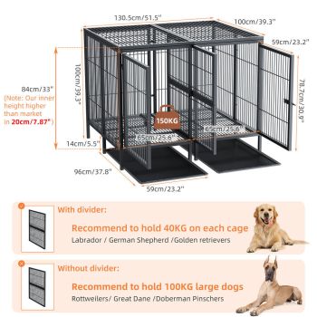 52 XXXL Heavy Duty Dog Cage Large Breed Kennel on Wheels