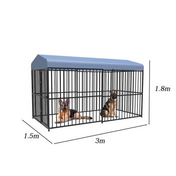 Pawhub Heavy Duty Dog Cage Black Metal Kennel Indoor Outdoor 3M