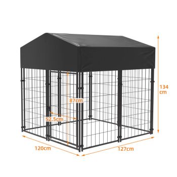 Outdoor Dog Kennel XS Pet Cage with Roof & Cover 127x120x134cm