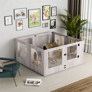 Dog Whelping Box 8 Panels Puppy Pen with Pad