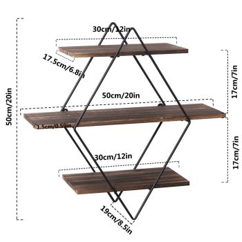 3 Tier Diamond Metal Floating Shelves Wall Mounted Display
