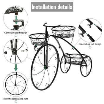 3-Tier Iron Bicycle Plant Stand Rack Tricycle Planter
