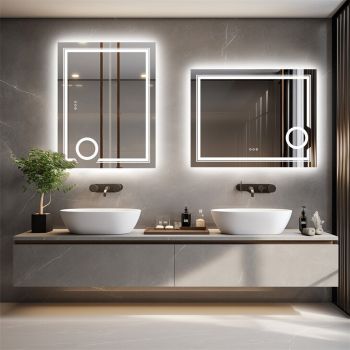600x800mm LED Bathroom Mirror RBG Anti-Fog Aluminum