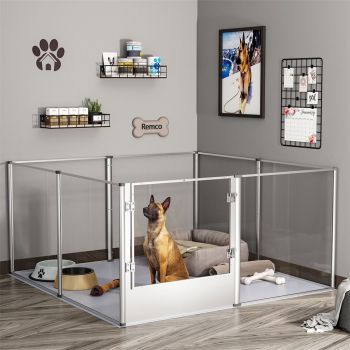 Large Acrylic Dog Playpen 120x120x61CM 8 Panels Cage