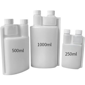 10-Pack 250ml Plastic Twin Chamber Bottles, Tamper Evident Cap