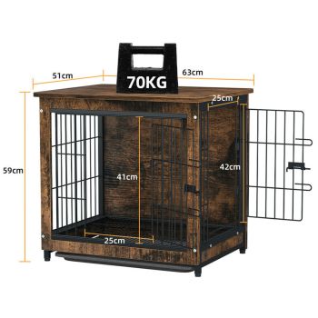 Small Wooden Dog Crate Indoor Kennel 63x51x59cm End Table Nightstand