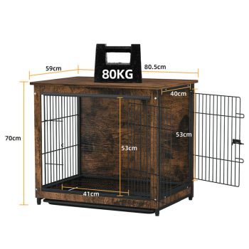 Medium Wooden Dog Crate Kennel 80.5x59x70cm End Table Nightstand