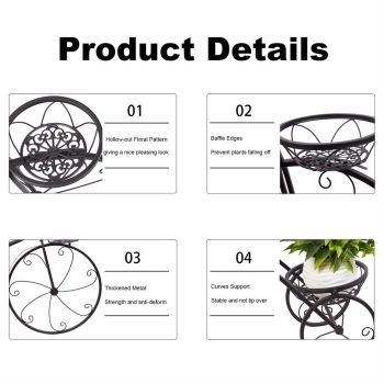 Iron Tricycle Plant Stand Pot Holder Black Solid Pattern