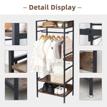 Heavy Duty Clothes Rack 3 Tiers MDF & Metal Iron Rail