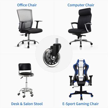 3 Swivel Rollerblade Chair Wheels, 7/16 Stem, All Floors - 5 Pack