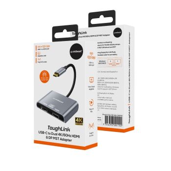 mbeat Tough Link USB-C to DP&HDMI Dual 4K/60Hz MST Adapter - Space Grey