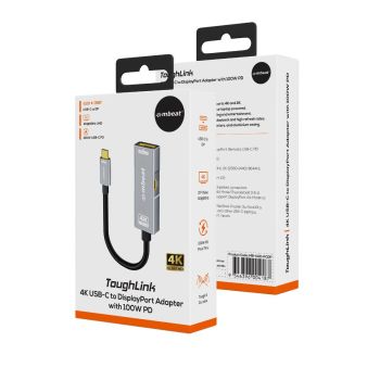 mbeat Tough Link USB-C to DP Adapter with 100W PD - Space Grey