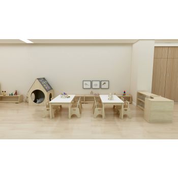 Jooyes Kids Birch and White Rectangular Table - H54cm