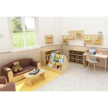 Jooyes Kids 4 Tier Wooden Display Bookcase - Double Side