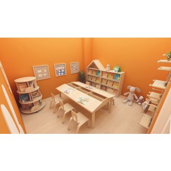 Jooyes Kids Rotating Wooden Display Bookcase With Castors