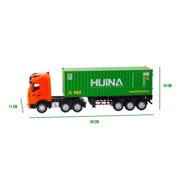 1:18 Scale 9-Channel Alloy Remote Control Container Truck with Lights & Sound for Indoor Play