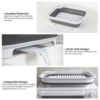 Collapsible Dish Rack with Utensil Section Space-Saving Drying Rack for Compact Kitchens & Camping