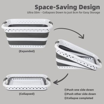 45L Space Saving  Laundry Basket,  Collapsible Hamper for Dorms, RVs, Homes & Garages