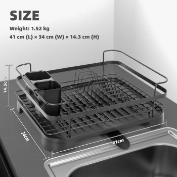Steel Frame Dish Drying Rack Durable Steel Frame, Removable Utensil Holder, Compact Size for Small Kitchens & Apartments