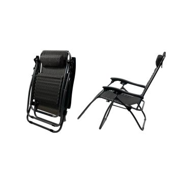 2 Pcs Zero Gravity Folding Reclining Chair (Black)