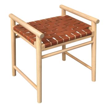 Elliot Single Seater Bench with Genuine Leather (Natural)