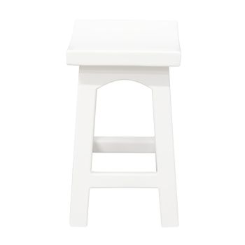 Tokyo Solid Mahogan Timber Footstool (White)