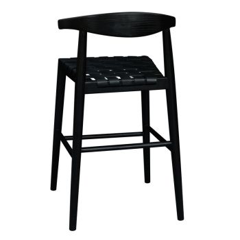 Elliot Genuine Leather Barstool - Set of 2 (Black)