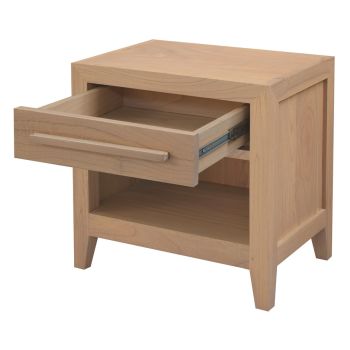 Dion 1-Drawer Solid Mindi Bedside Table (Natural)