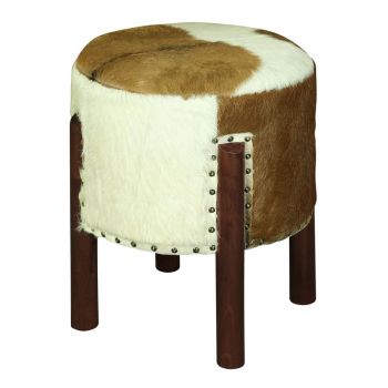 Heritage Genuine Goat Hide Ottoman/Footstool